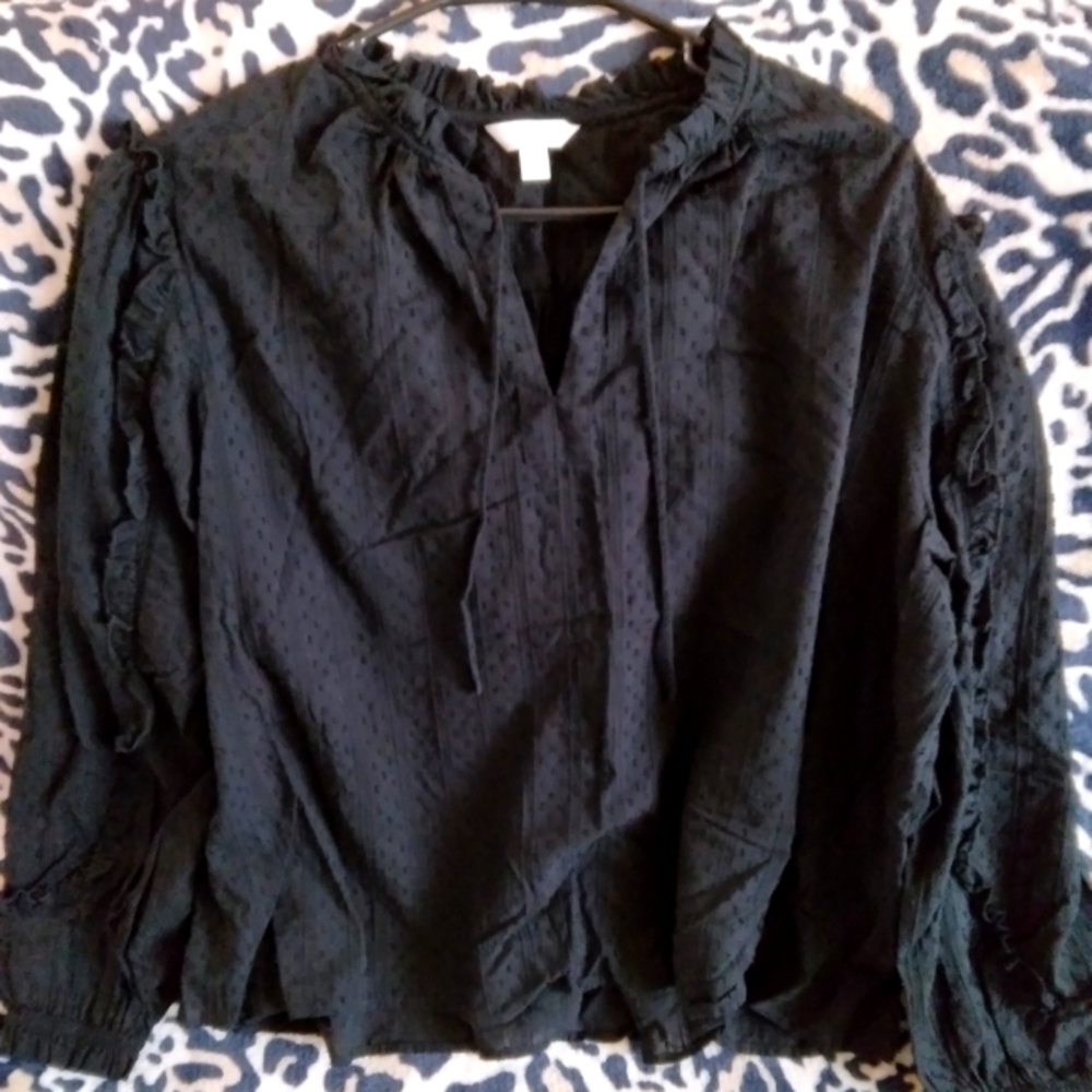 Time and Tru Black Textured Blouse